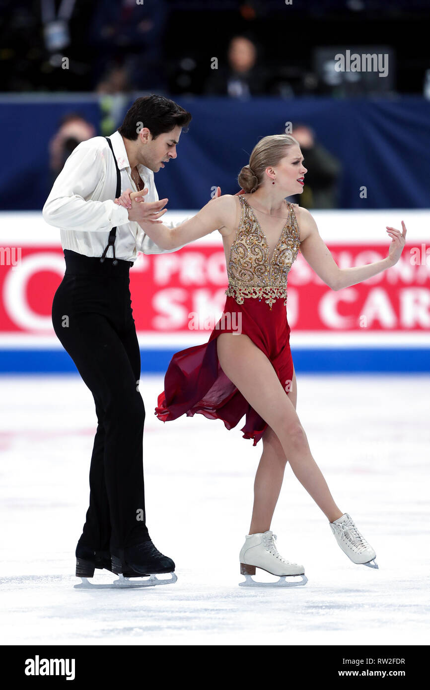 Kaitlyn Weaver et Andrew Poje du Canada au cours de championnats du monde de patinage artistique 2017 Banque D'Images
