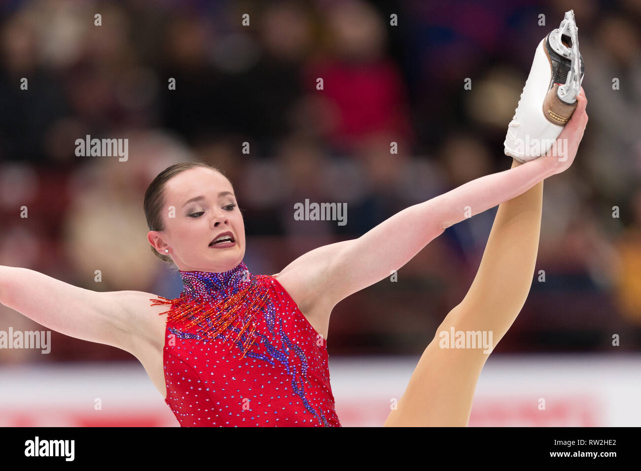 Mariah Bell des États-Unis d'Amérique au cours de championnats du monde de patinage artistique 2018 à Milan, Italie Banque D'Images