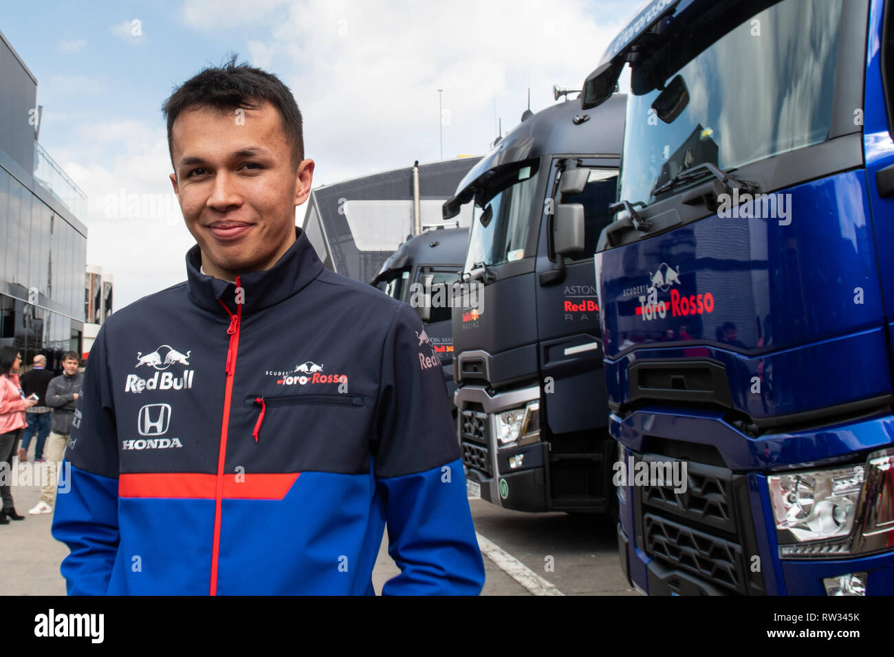 CIRCUIT DE CATALUNYA, ESPAGNE - MONTMELO, Feb, 19 octobre, 2019 - Alexander Albon de la Thaïlande avec 23 Scuderia Toro Rosso STR14 Honda portrait. Banque D'Images