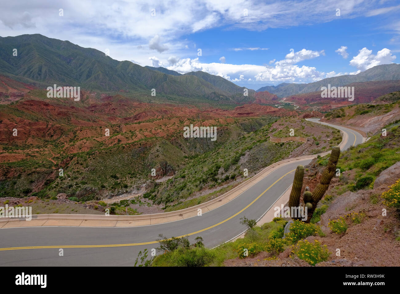 La célèbre Ruta 40 Route à travers la magnifique canyon de la Cuesta de Miranda, La Rioja, Argentine Banque D'Images
