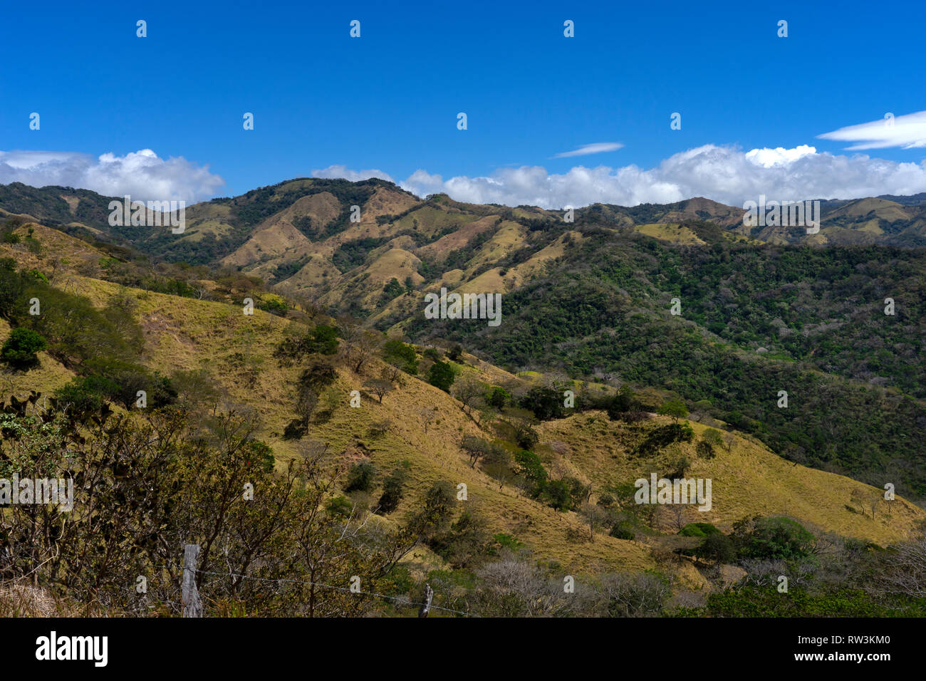 Vue sur campagne sur route pour la forêt nuageuse de Monteverde, Costa Rica, Amérique Centrale Banque D'Images