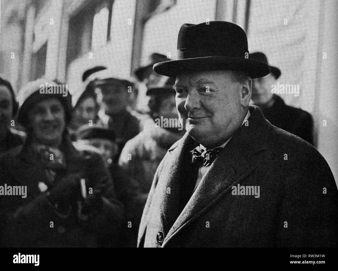 Winston Churchill a photographié le 28 mars 1940 lors de la réunion du Conseil de guerre franco-britannique du 28 mars 1940 Banque D'Images