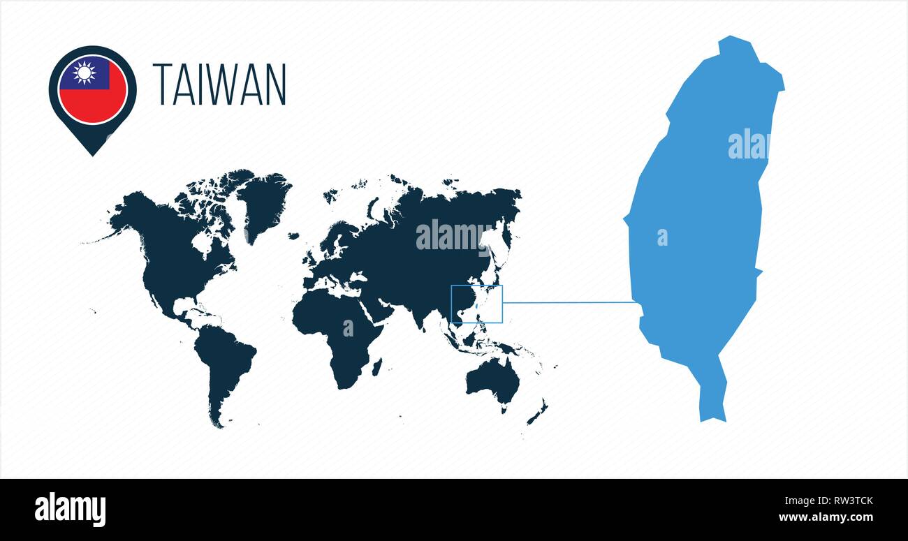 Taiwan Localisation Situé Sur Une Carte Du Monde Avec Un