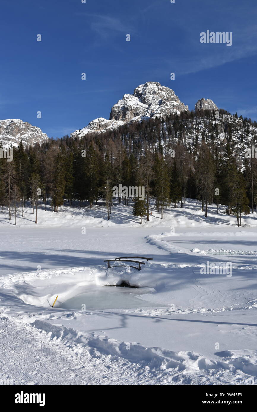 Italien, Dolomiten, Drei Zinnen, Monte Piano, Zinnen, hiver, Fels, EIS, Schnee, voir, Monte Cristallo, Cima Cadin di San Lucano, 3, 3 Cime Cime di Lav Banque D'Images