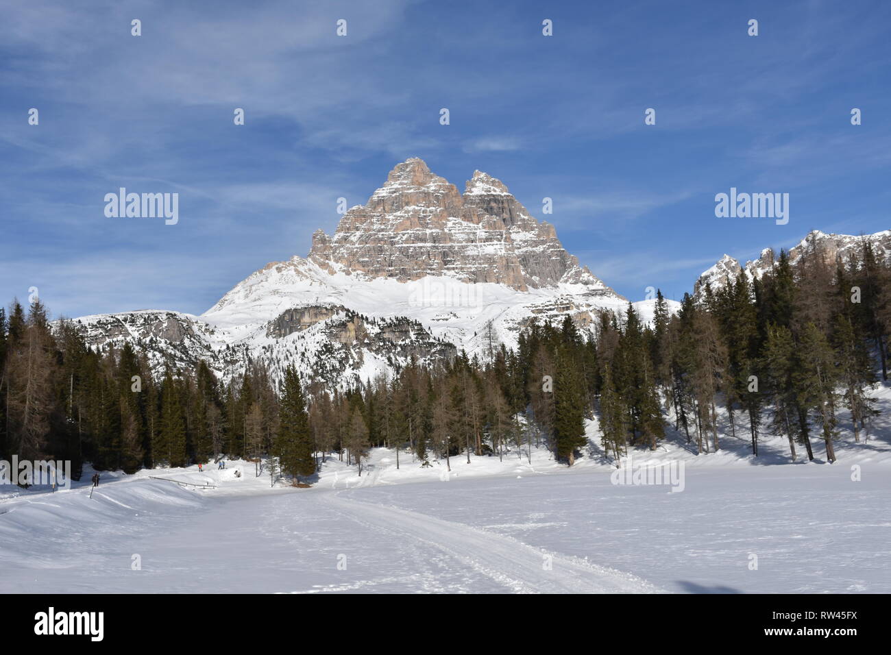Italien, Dolomiten, Drei Zinnen, Monte Piano, Zinnen, hiver, Fels, EIS, Schnee, voir, Monte Cristallo, Cima Cadin di San Lucano, 3, 3 Cime Cime di Lav Banque D'Images