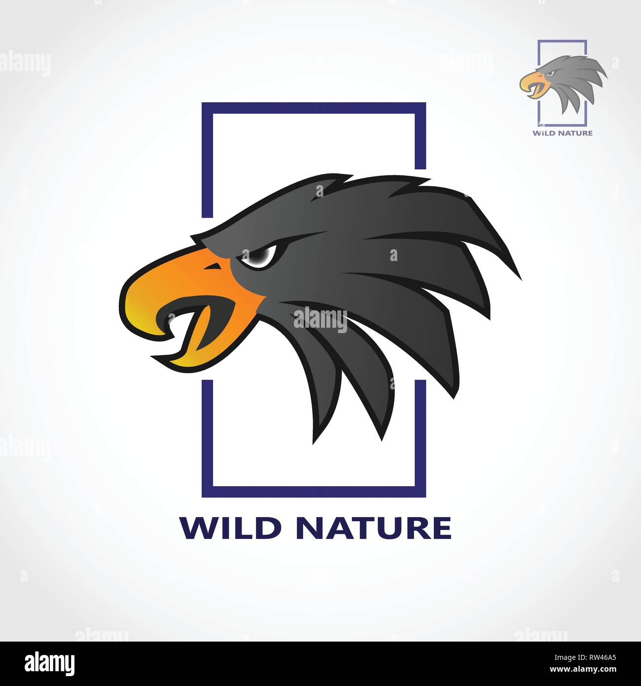 Ce logo a pour thème l'extérieur avec la tête d'un aigle comme son logo avec un cadre rectangulaire. Ce logo est bonne à utiliser comme logo de l'entreprise. Illustration de Vecteur Ce logo a pour thème l'extérieur avec la tête d'un aigle comme son logo avec un cadre rectangulaire. Ce logo est bonne à utiliser comme logo de l'entreprise. Illustration de Vecteur