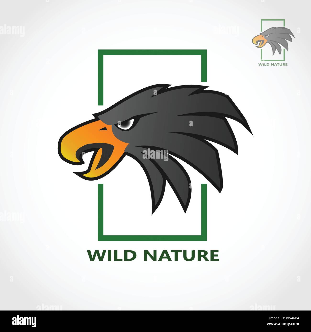 Ce logo a pour thème l'extérieur avec la tête d'un aigle comme son logo avec un cadre rectangulaire. Ce logo est bonne à utiliser comme logo de l'entreprise. Illustration de Vecteur Ce logo a pour thème l'extérieur avec la tête d'un aigle comme son logo avec un cadre rectangulaire. Ce logo est bonne à utiliser comme logo de l'entreprise. Illustration de Vecteur