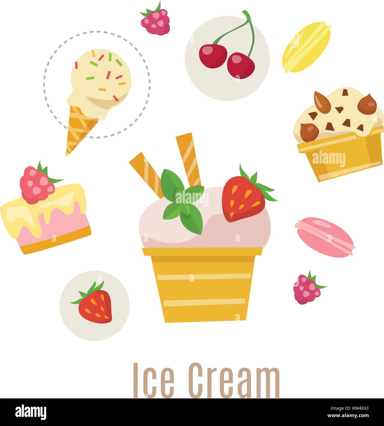 La crème glacée de vecteur d'éléments de conception infographique alimentaire Illustration de Vecteur