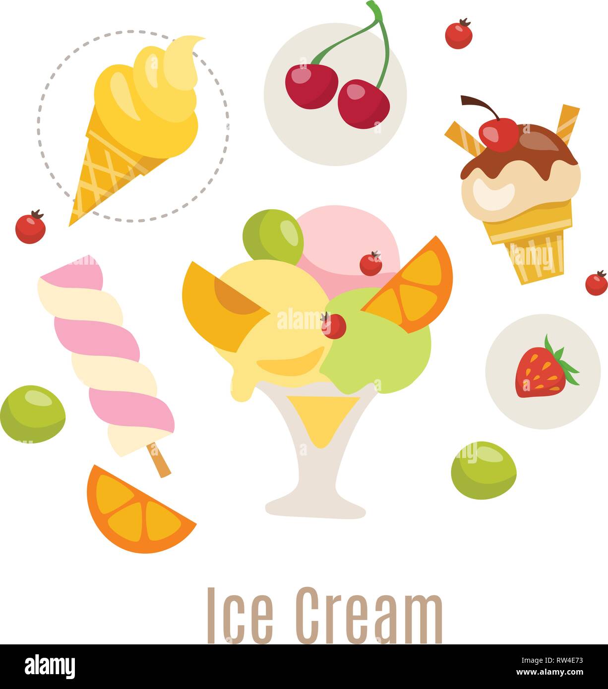 Ice cream vector infographic design des aliments en été. Illustration de Vecteur