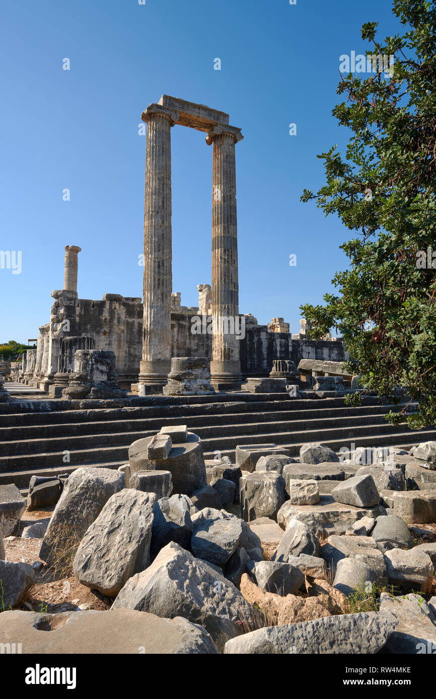 Photo des ruines de l'antique grecque Ionienne Didymes Temple d'Apollon & accueil à l'Oracle d'Apollon. Aussi connu comme le Didymaion terminé vers Banque D'Images