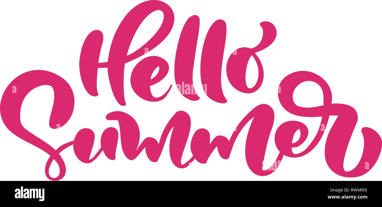 Lettrage calligraphie composition brosse Bonjour texte de l'été. Vector Hand Drawn phrase isolée. Illustration vecteur doodle croquis design isolé pour Illustration de Vecteur