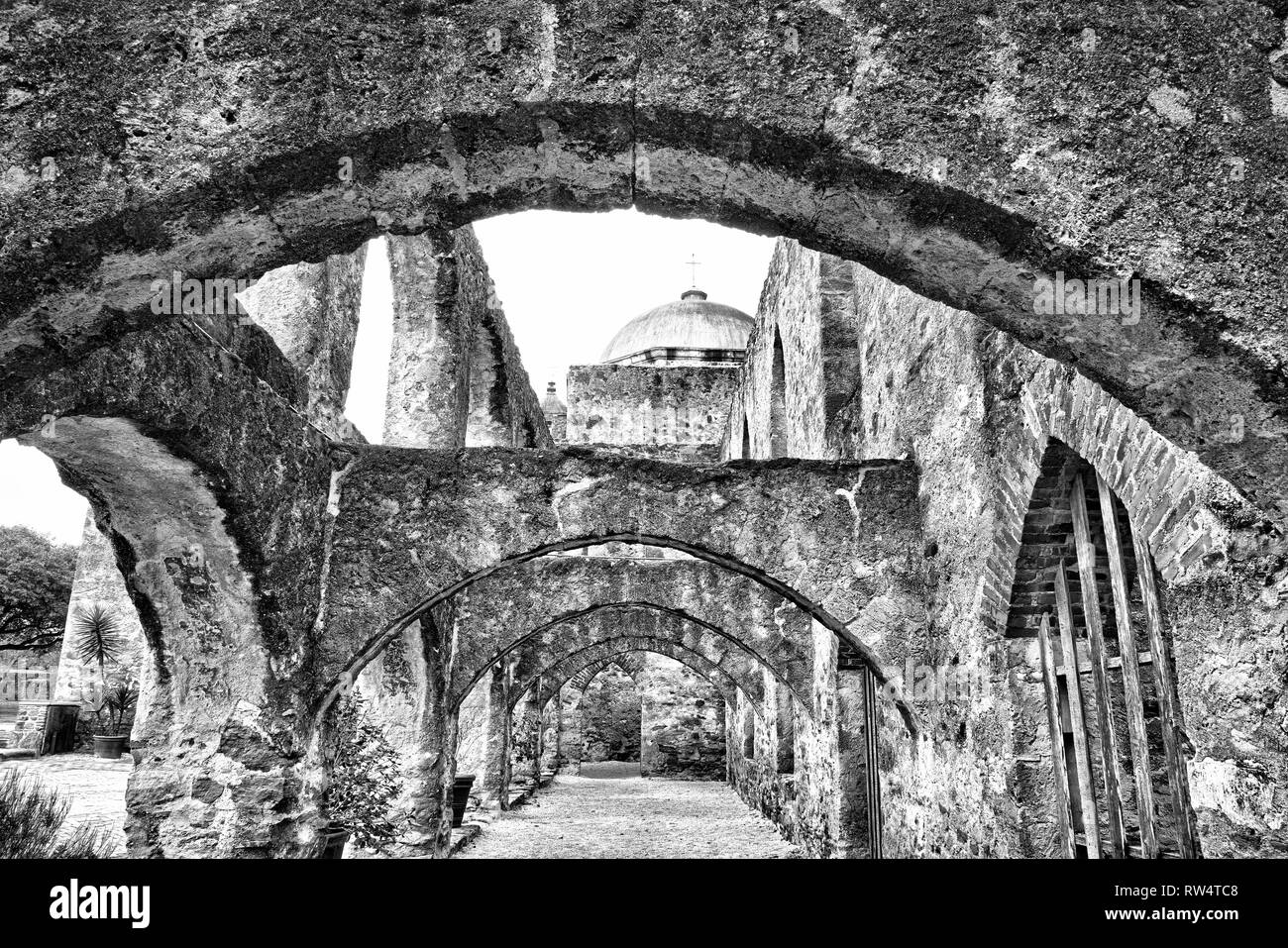 Mission San Jose à San Antonio, Texas. Banque D'Images