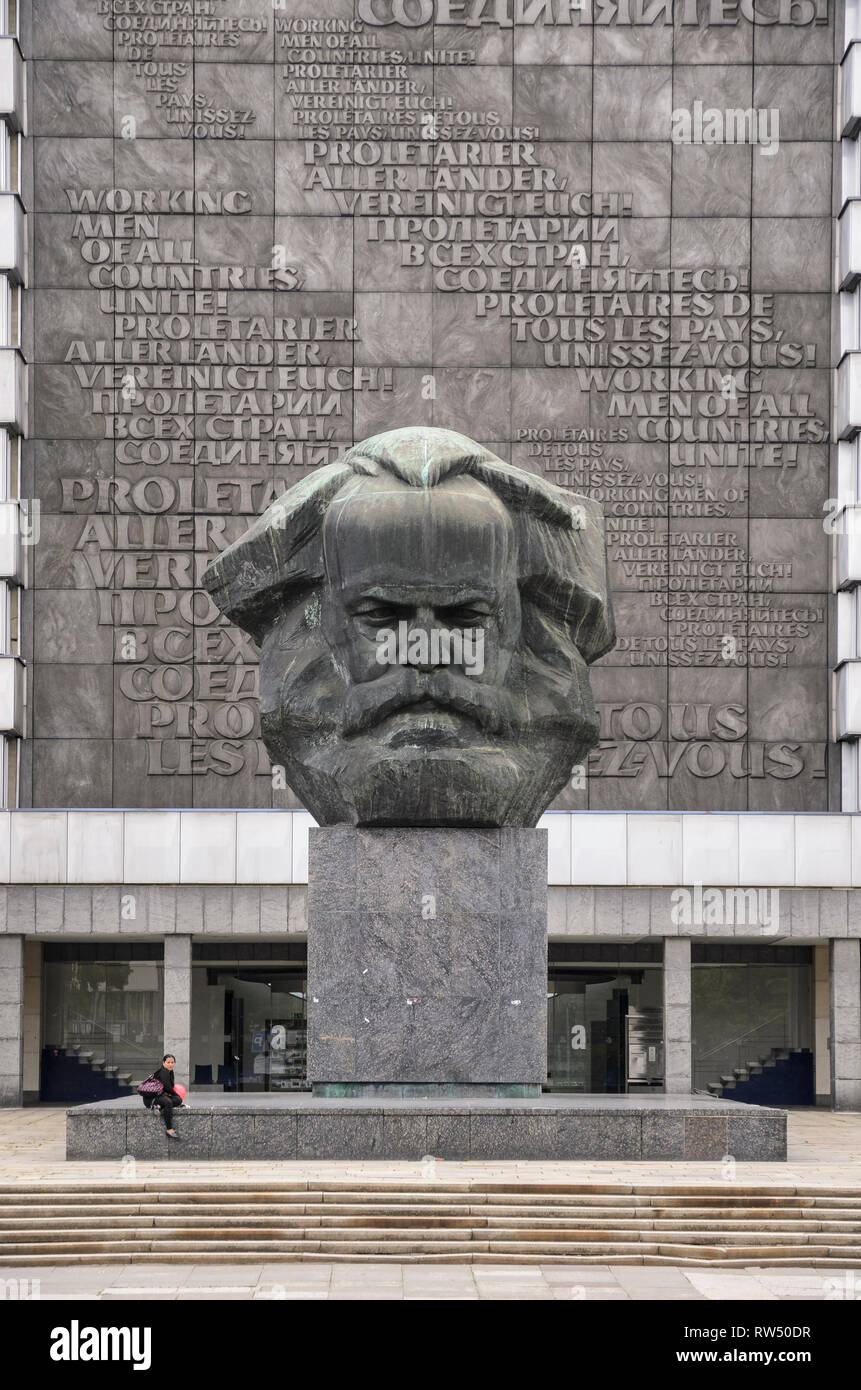 La Karl-Marx-Monument, Chemnitz, Sachsen, Allemagne Banque D'Images
