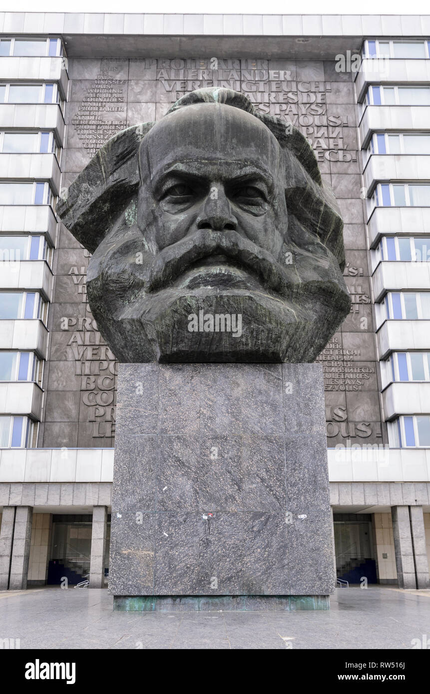 La Karl-Marx-Monument, Chemnitz, Sachsen, Allemagne Banque D'Images