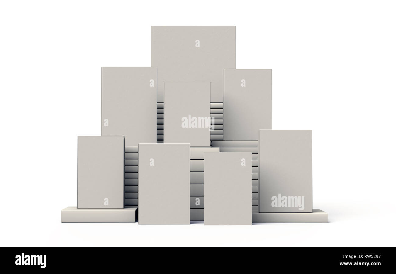 Pile de livres pour présentation sur blanc, 3d illustration Banque D'Images