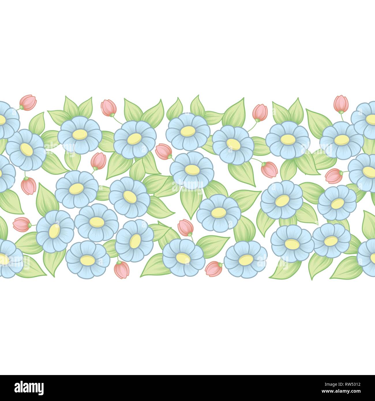 Floral motif couleur transparente avec marguerites isolé sur fond blanc Illustration de Vecteur