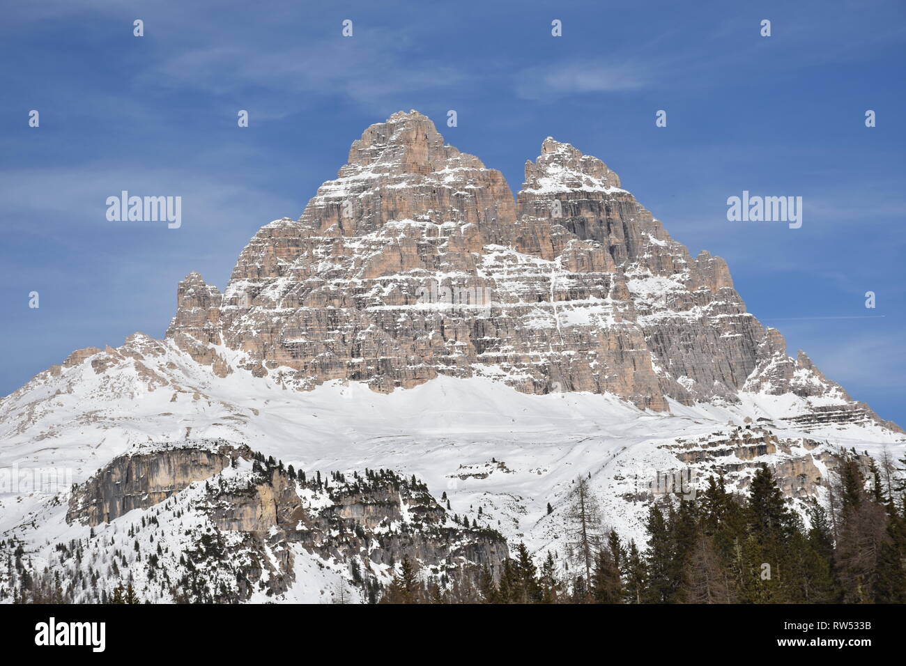 Italien, Dolomiten, Drei Zinnen, Monte Piano, Zinnen, hiver, Fels, EIS, Schnee, voir, Monte Cristallo, Cima Cadin di San Lucano, 3, 3 Cime Cime di Lav Banque D'Images