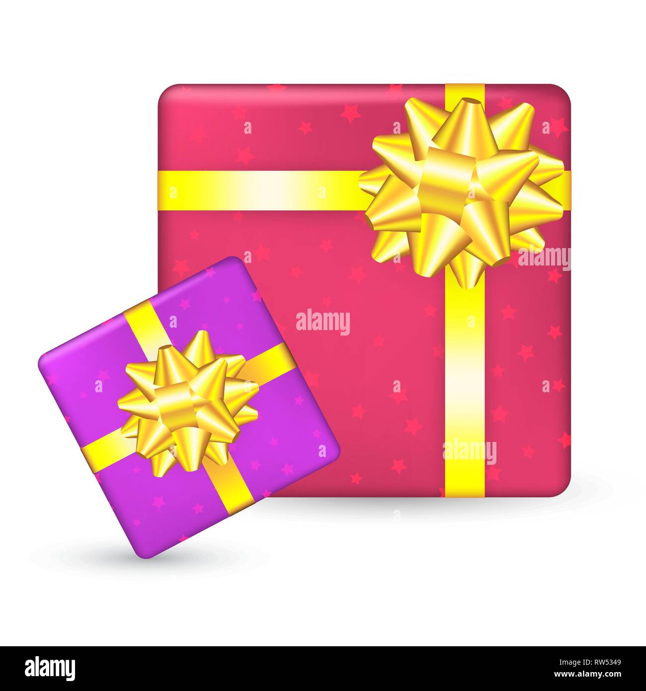 Big Yellow bow sur une boîte cadeau vue d'en haut. EPS10 vector anniversaire historique. Illustration de Vecteur