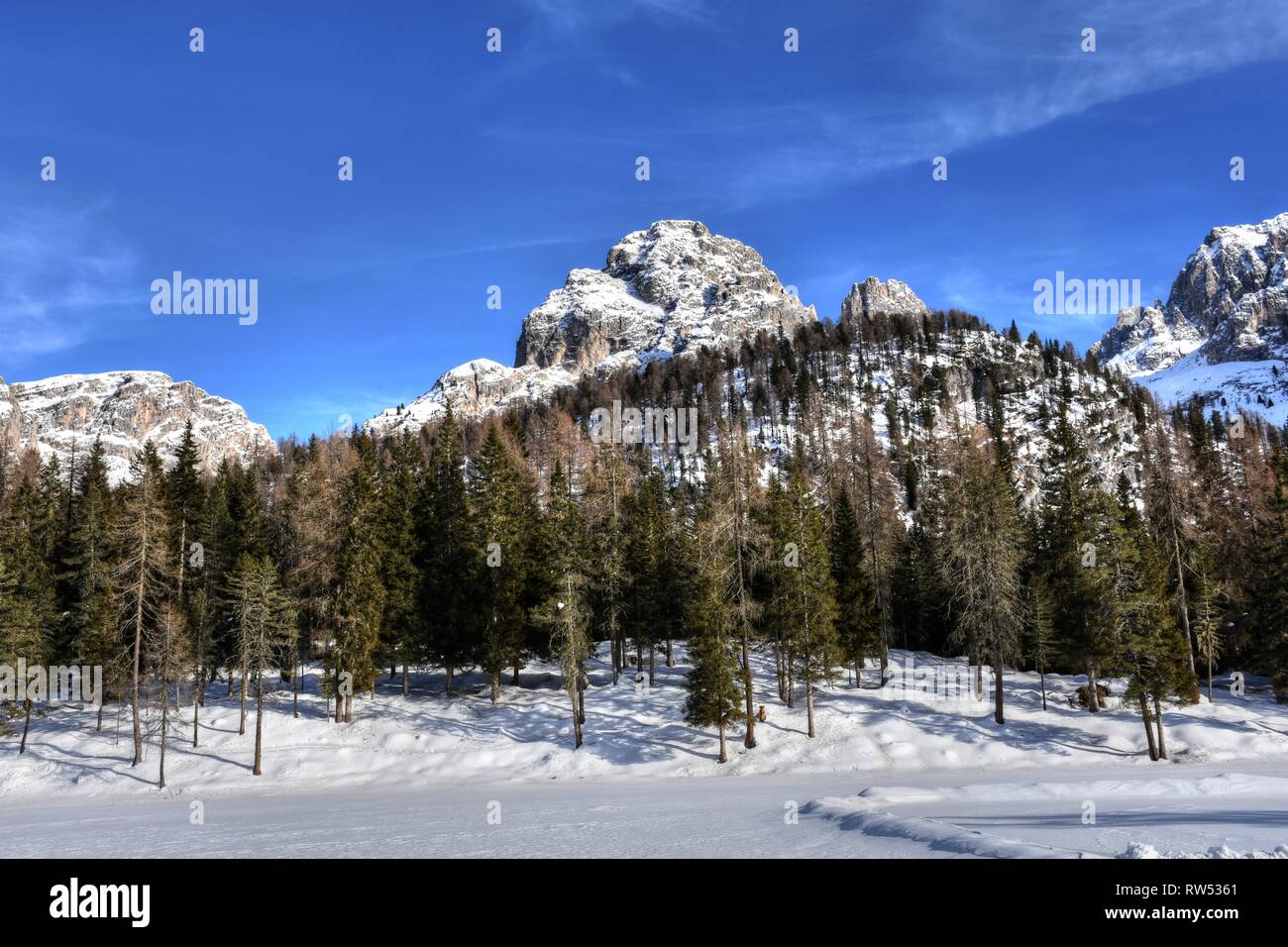 Italien, Dolomiten, Drei Zinnen, Monte Piano, Zinnen, hiver, Fels, EIS, Schnee, voir, Monte Cristallo, Cima Cadin di San Lucano, 3, 3 Cime Cime di Lav Banque D'Images