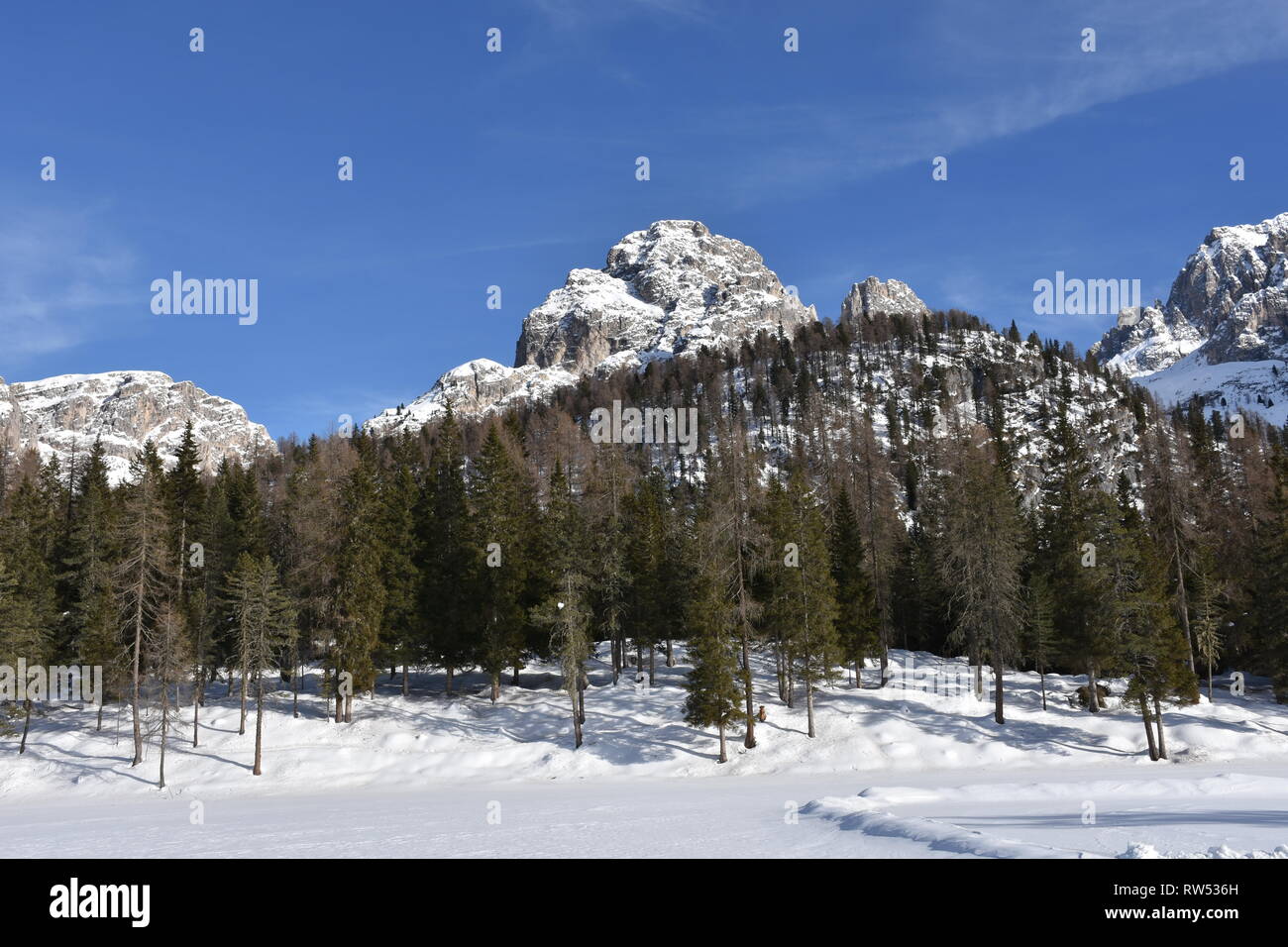 Italien, Dolomiten, Drei Zinnen, Monte Piano, Zinnen, hiver, Fels, EIS, Schnee, voir, Monte Cristallo, Cima Cadin di San Lucano, 3, 3 Cime Cime di Lav Banque D'Images