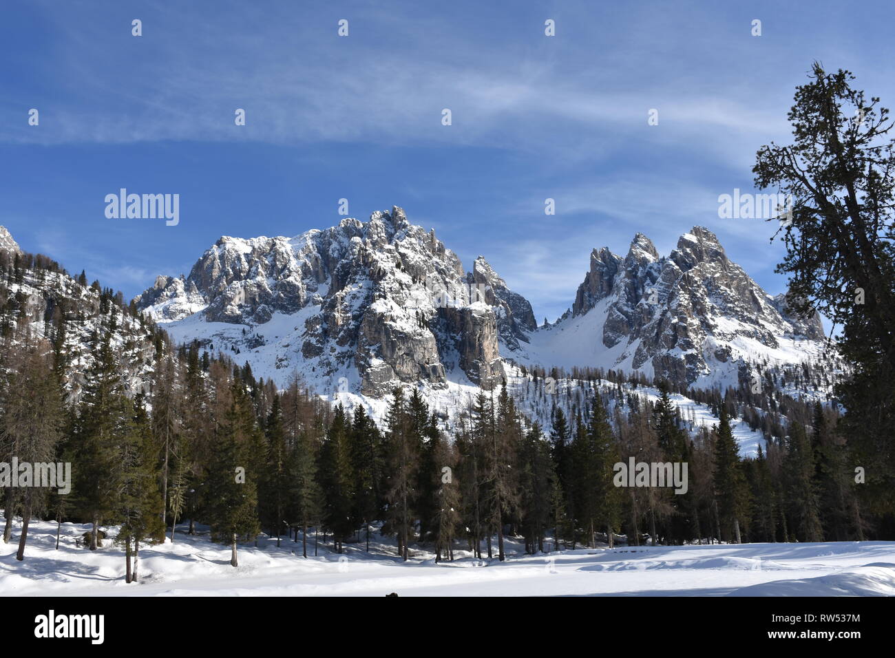 Italien, Dolomiten, Drei Zinnen, Monte Piano, Zinnen, hiver, Fels, EIS, Schnee, voir, Monte Cristallo, Cima Cadin di San Lucano, 3, 3 Cime Cime di Lav Banque D'Images