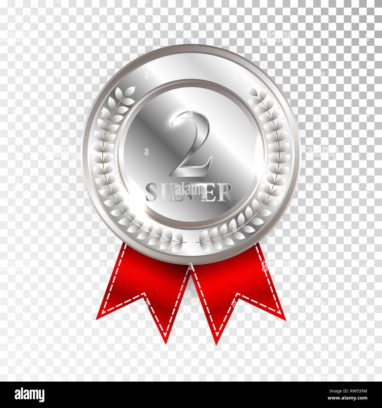 Médaille d'argent du Champion avec ruban rouge signe la deuxième place  l'icône Set Collection isolé sur fond transparent. Vector Illustration  Image Vectorielle Stock - Alamy