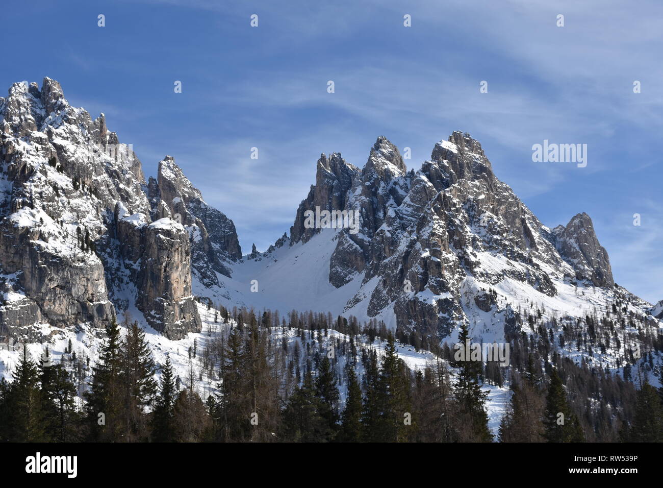Italien, Dolomiten, Drei Zinnen, Monte Piano, Zinnen, hiver, Fels, EIS, Schnee, voir, Monte Cristallo, Cima Cadin di San Lucano, 3, 3 Cime Cime di Lav Banque D'Images