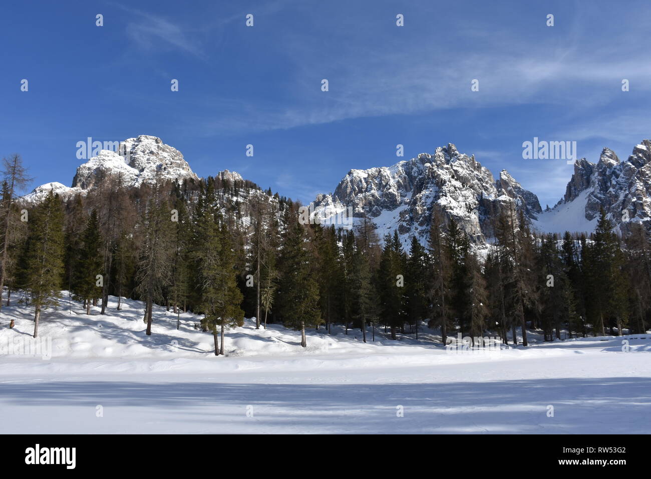 Italien, Dolomiten, Drei Zinnen, Monte Piano, Zinnen, hiver, Fels, EIS, Schnee, voir, Monte Cristallo, Cima Cadin di San Lucano, 3, 3 Cime Cime di Lav Banque D'Images