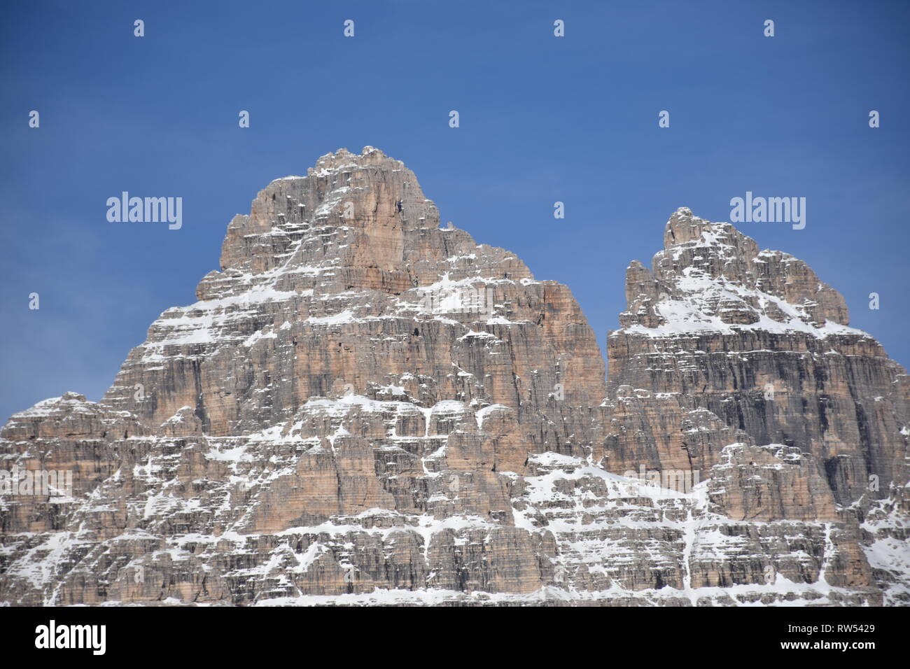 Italien, Dolomiten, Drei Zinnen, Monte Piano, Zinnen, hiver, Fels, EIS, Schnee, voir, Monte Cristallo, Cima Cadin di San Lucano, 3, 3 Cime Cime di Lav Banque D'Images