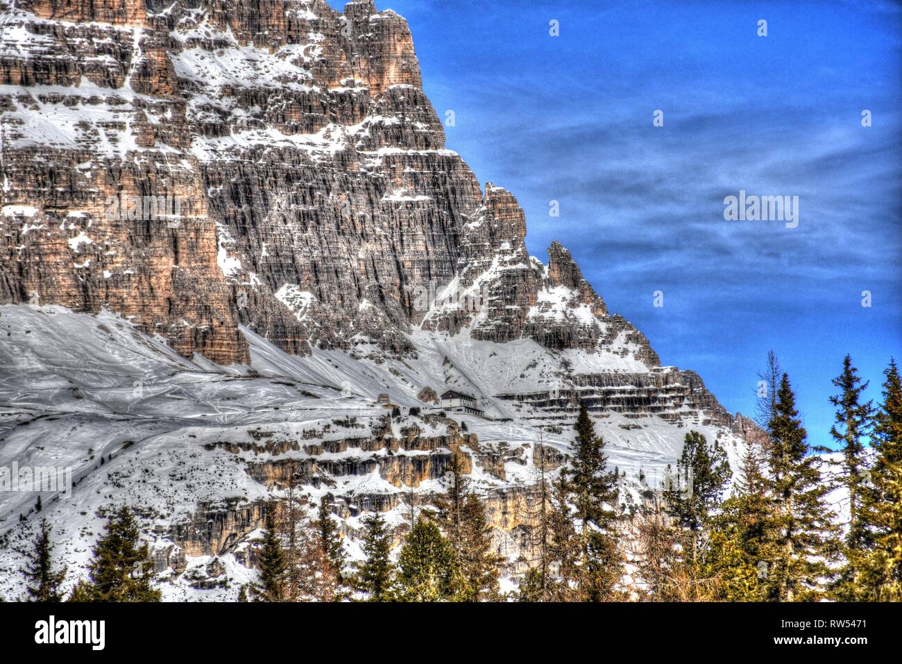 Italien, Dolomiten, Drei Zinnen, Monte Piano, Zinnen, hiver, Fels, EIS, Schnee, voir, Monte Cristallo, Cima Cadin di San Lucano, 3, 3 Cime Cime di Lav Banque D'Images