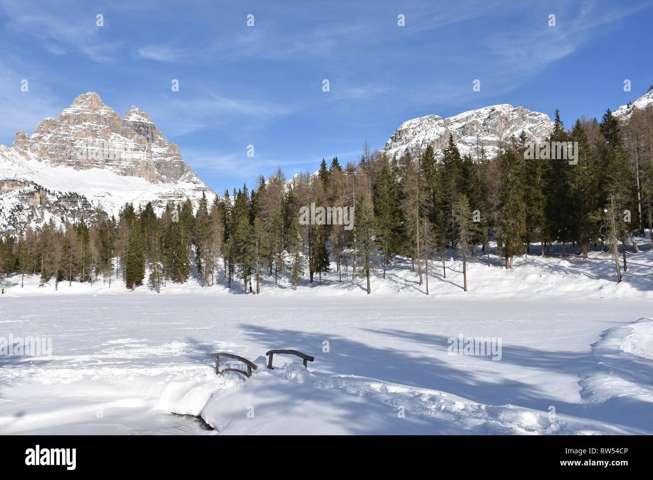 Italien, Dolomiten, Drei Zinnen, Monte Piano, Zinnen, hiver, Fels, EIS, Schnee, voir, Monte Cristallo, Cima Cadin di San Lucano, 3, 3 Cime Cime di Lav Banque D'Images