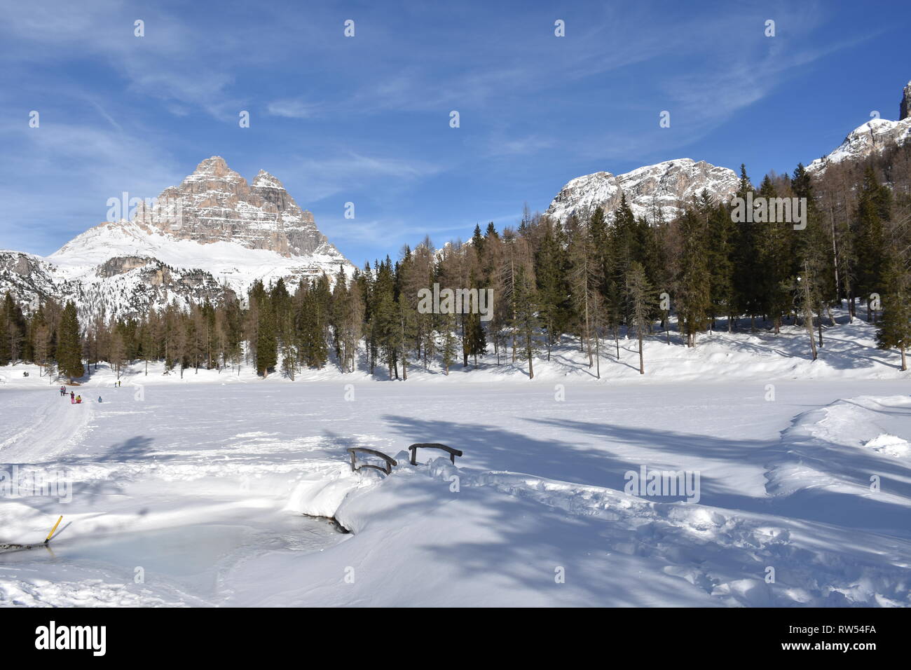 Italien, Dolomiten, Drei Zinnen, Monte Piano, Zinnen, hiver, Fels, EIS, Schnee, voir, Monte Cristallo, Cima Cadin di San Lucano, 3, 3 Cime Cime di Lav Banque D'Images