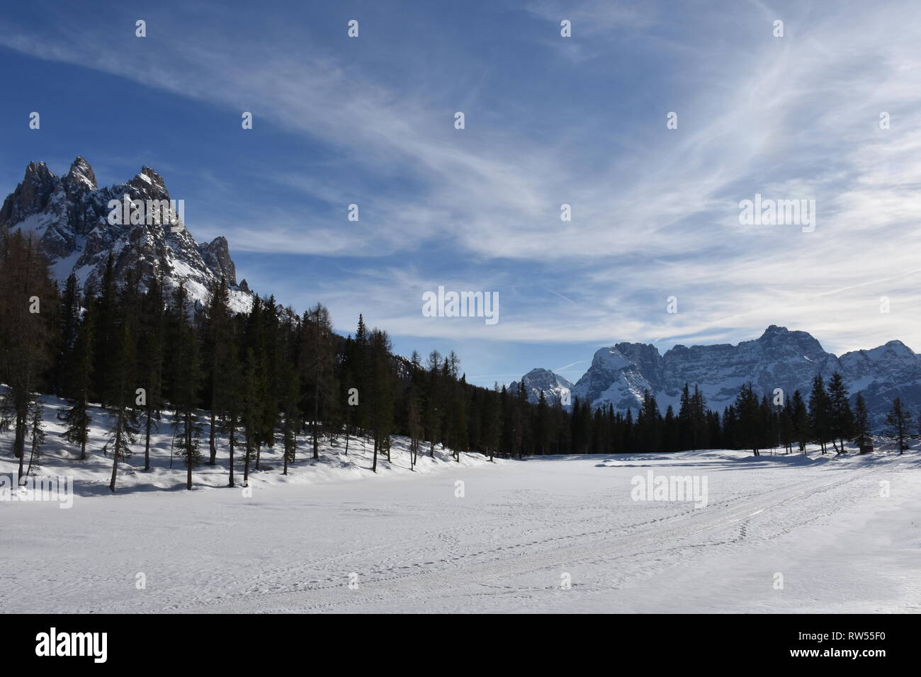 Italien, Dolomiten, Drei Zinnen, Monte Piano, Zinnen, hiver, Fels, EIS, Schnee, voir, Monte Cristallo, Cima Cadin di San Lucano, 3, 3 Cime Cime di Lav Banque D'Images