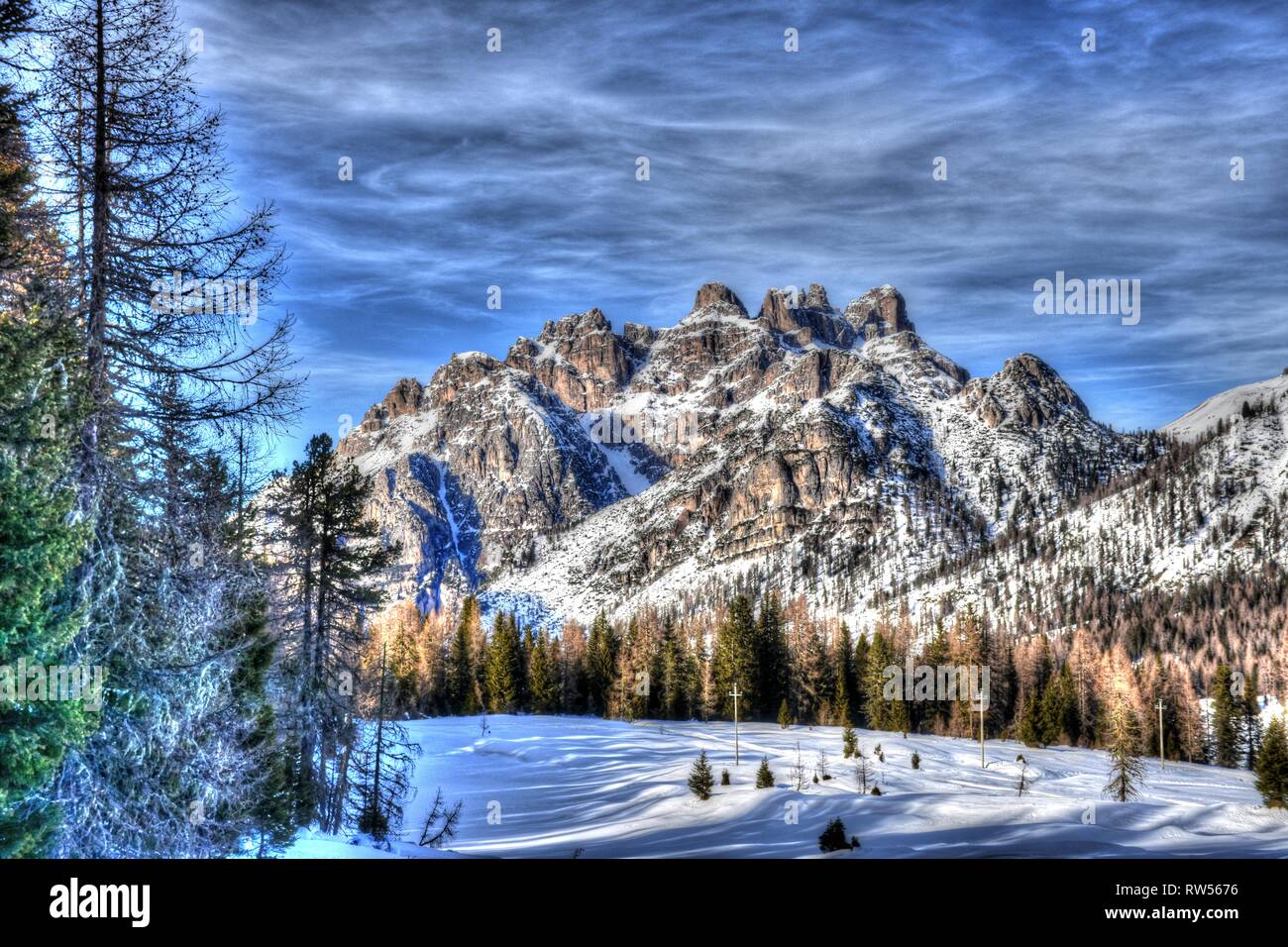Italien, Dolomiten, Drei Zinnen, Monte Piano, Zinnen, hiver, Fels, EIS, Schnee, voir, Monte Cristallo, Cima Cadin di San Lucano, 3, 3 Cime Cime di Lav Banque D'Images