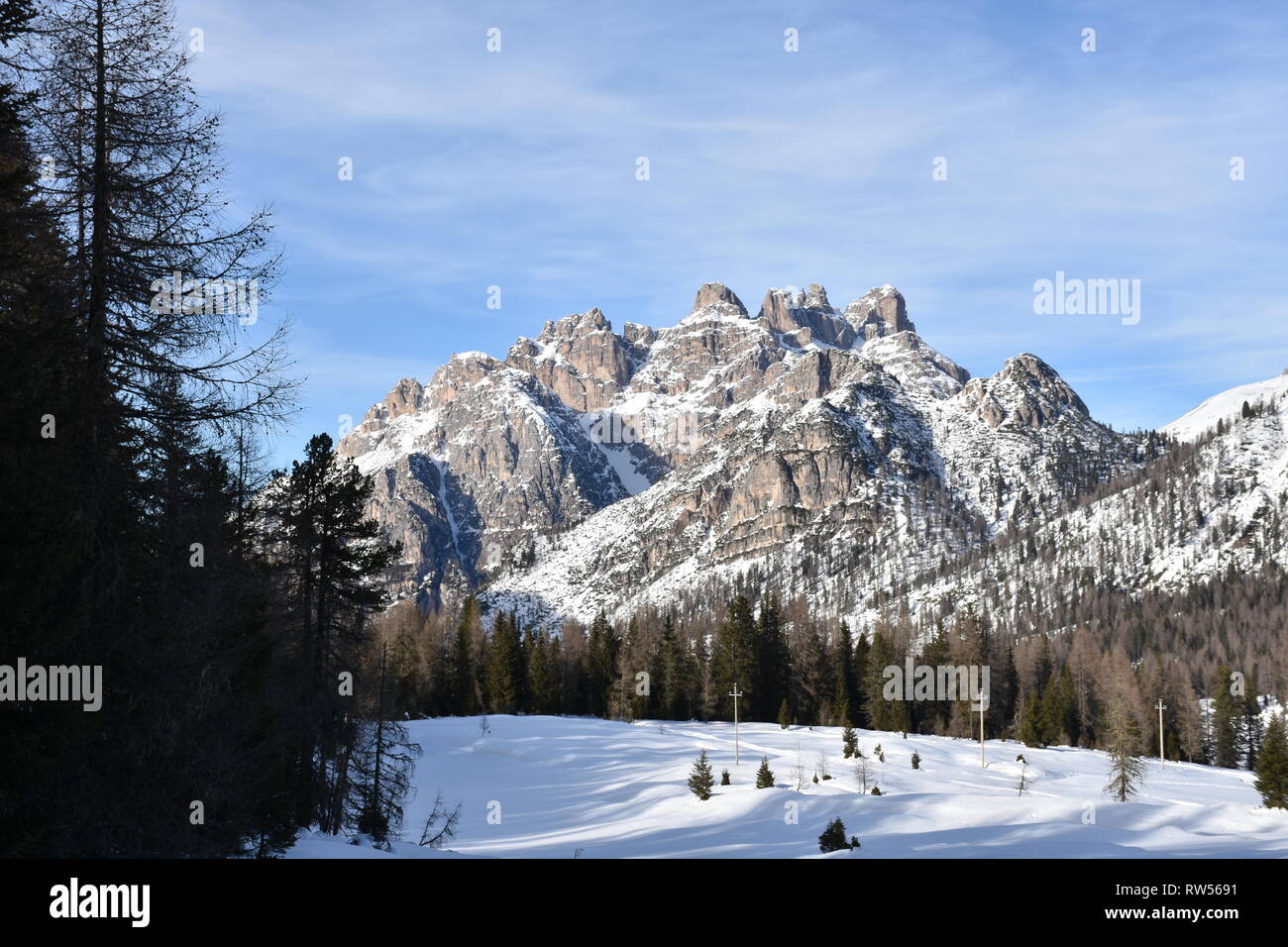 Italien, Dolomiten, Drei Zinnen, Monte Piano, Zinnen, hiver, Fels, EIS, Schnee, voir, Monte Cristallo, Cima Cadin di San Lucano, 3, 3 Cime Cime di Lav Banque D'Images