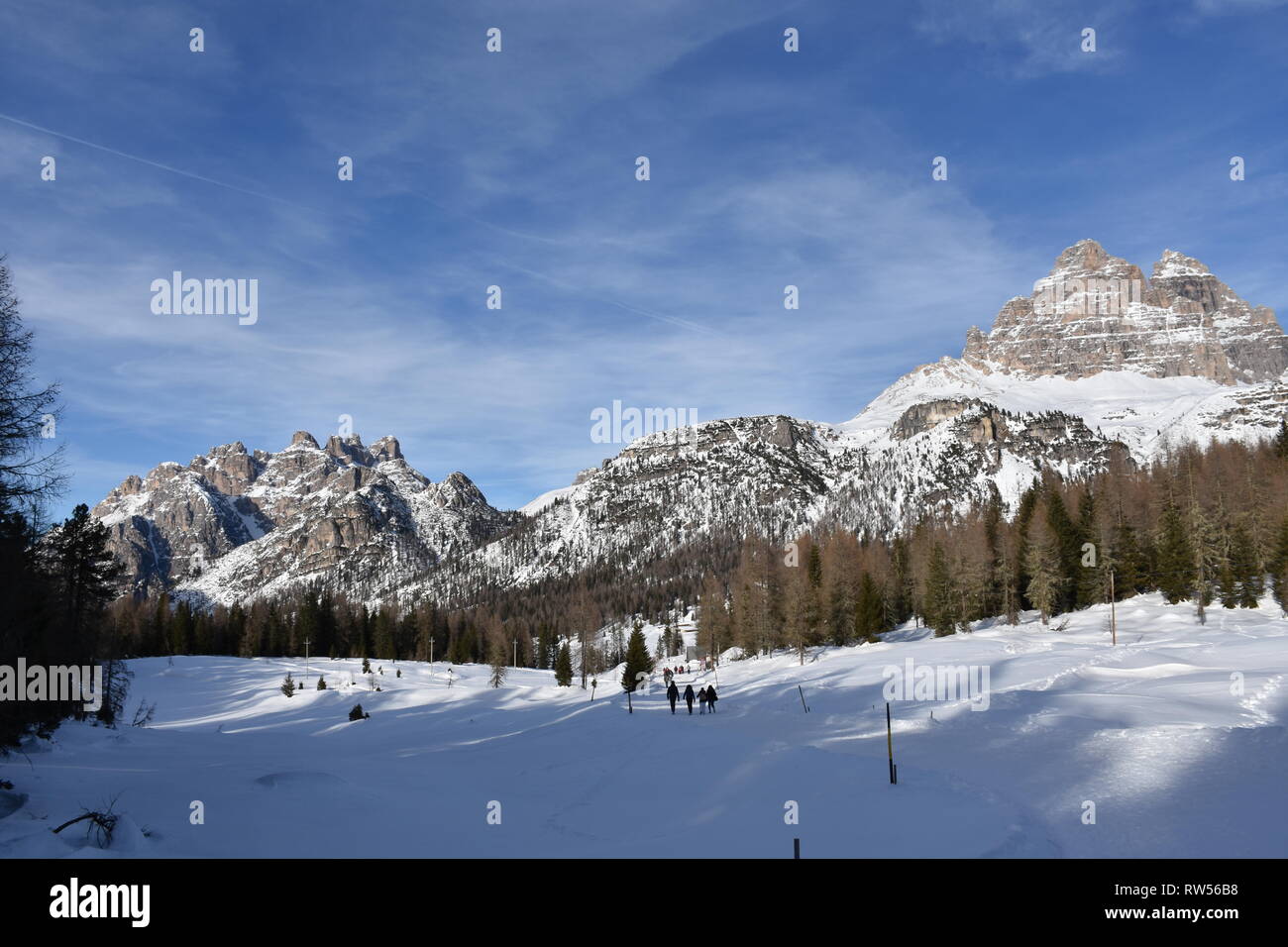 Italien, Dolomiten, Drei Zinnen, Monte Piano, Zinnen, hiver, Fels, EIS, Schnee, voir, Monte Cristallo, Cima Cadin di San Lucano, 3, 3 Cime Cime di Lav Banque D'Images