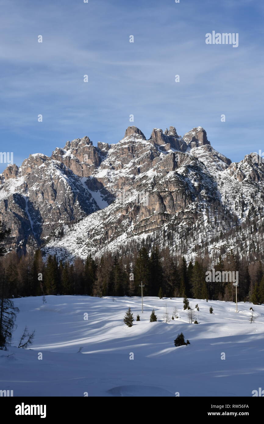 Italien, Dolomiten, Drei Zinnen, Monte Piano, Zinnen, hiver, Fels, EIS, Schnee, voir, Monte Cristallo, Cima Cadin di San Lucano, 3, 3 Cime Cime di Lav Banque D'Images