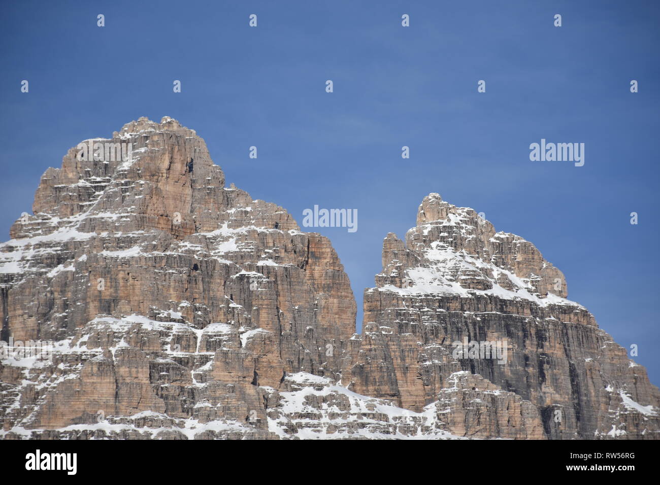 Italien, Dolomiten, Drei Zinnen, Monte Piano, Zinnen, hiver, Fels, EIS, Schnee, voir, Monte Cristallo, Cima Cadin di San Lucano, 3, 3 Cime Cime di Lav Banque D'Images