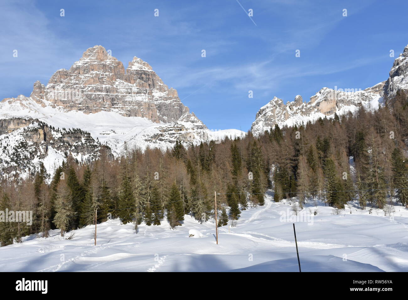 Italien, Dolomiten, Drei Zinnen, Monte Piano, Zinnen, hiver, Fels, EIS, Schnee, voir, Monte Cristallo, Cima Cadin di San Lucano, 3, 3 Cime Cime di Lav Banque D'Images