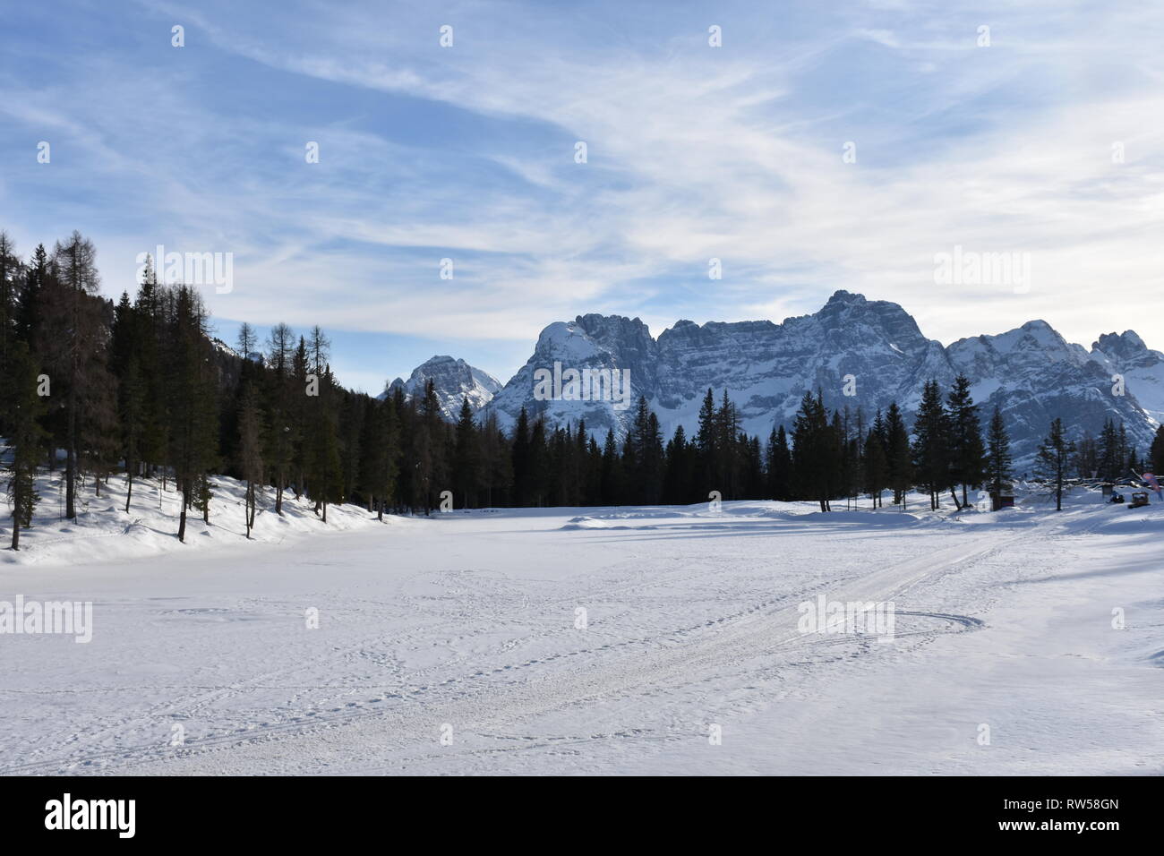 Italien, Dolomiten, Drei Zinnen, Monte Piano, Zinnen, hiver, Fels, EIS, Schnee, voir, Monte Cristallo, Cima Cadin di San Lucano, 3, 3 Cime Cime di Lav Banque D'Images