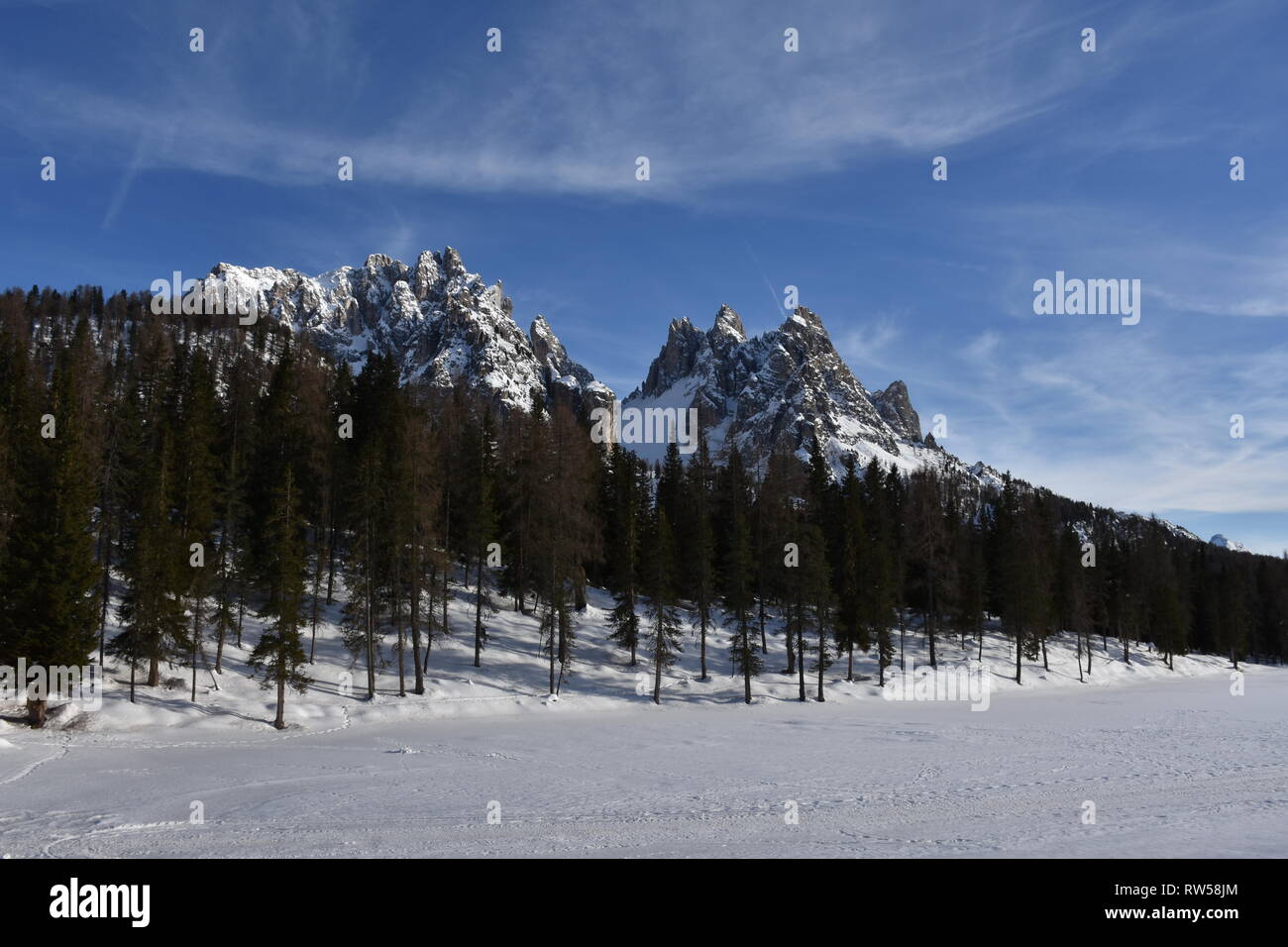 Italien, Dolomiten, Drei Zinnen, Monte Piano, Zinnen, hiver, Fels, EIS, Schnee, voir, Monte Cristallo, Cima Cadin di San Lucano, 3, 3 Cime Cime di Lav Banque D'Images