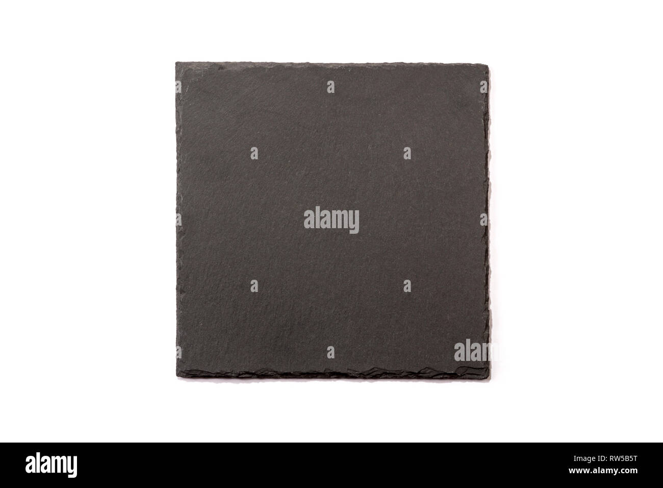 Ardoise isolé server/Conseil/plateau sur fond blanc avec l'espace pour le texte. Texture ardoise vue d'en haut. Différents arrangements alimentaires disponibles. Banque D'Images