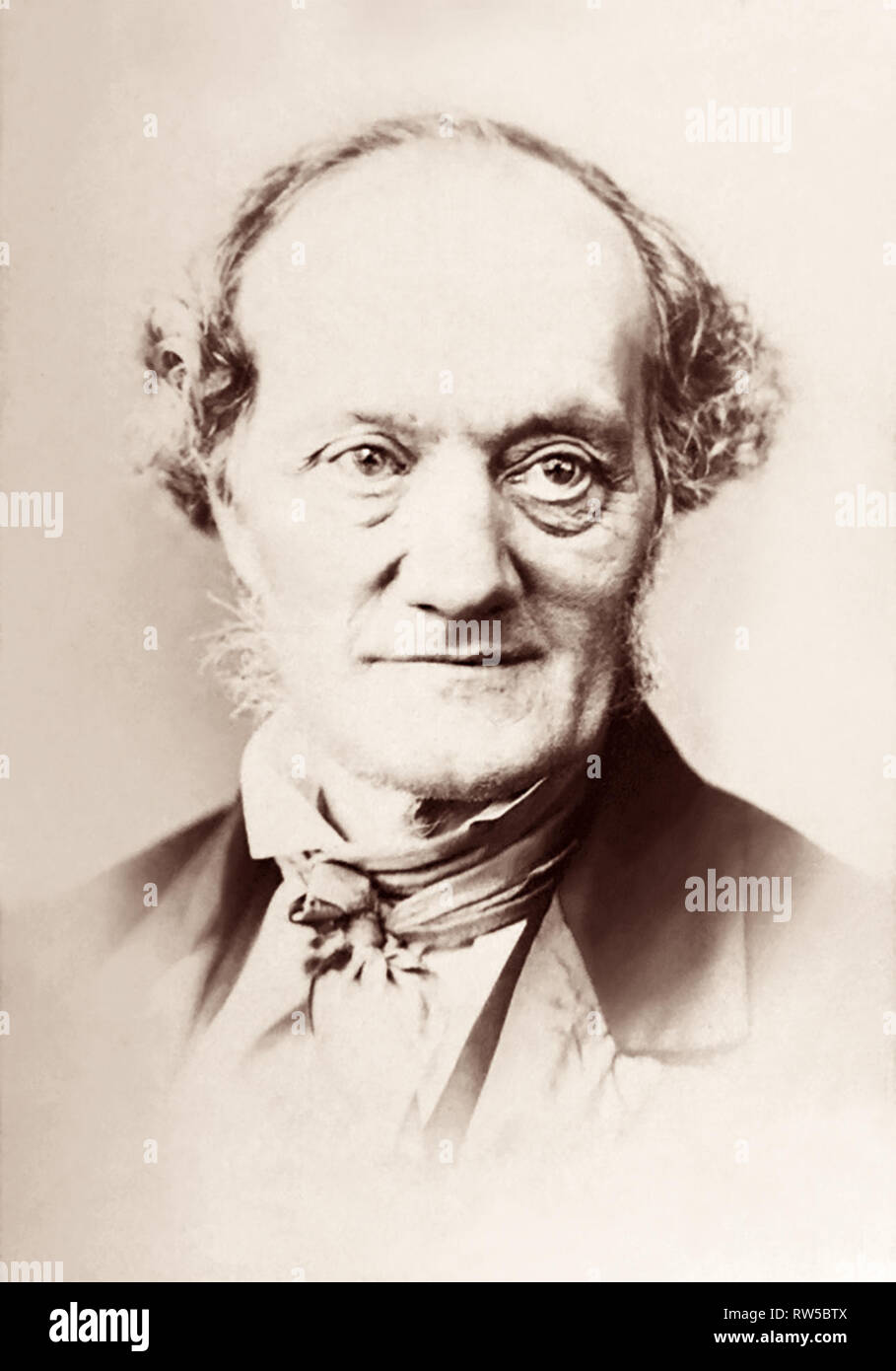 Sir Richard Owen KCB FRS (1804-1892) en 1860 un portrait par Elliott & Fry. Owen était un biologiste anglais, anatomiste, comparative et paléontologue qui a inventé le terme dinosauria, dont nous tirons le mot dinosaure. Il a également été un critique virulent de la théorie de Charles Darwin l'évolution par sélection naturelle. Banque D'Images