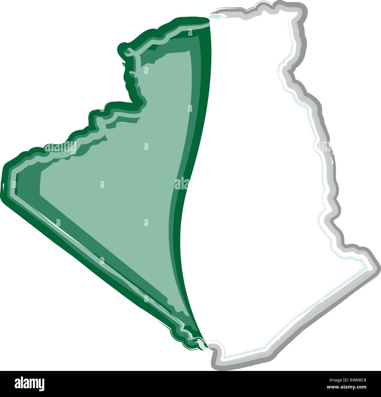 Carte de l'Algérie à l'aquarelle avec drapeau Illustration de Vecteur