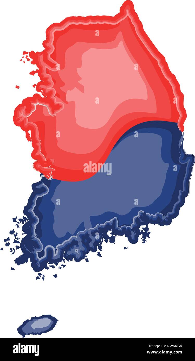 Carte aquarelle de Corée du Sud Illustration de Vecteur