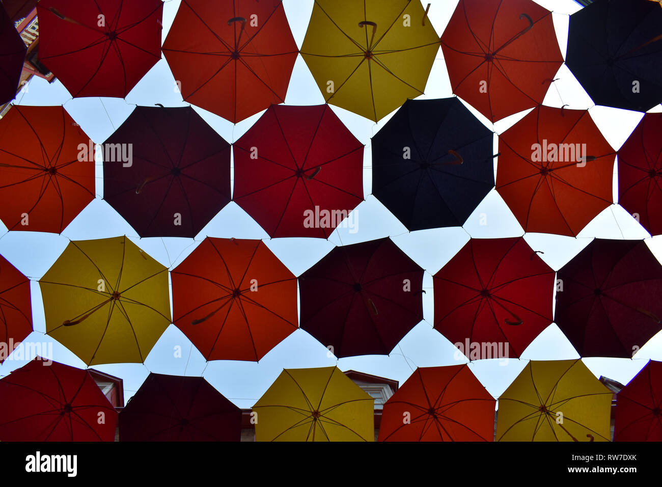 Allée parapluie dans le Vieux Québec, Québec, Canada Banque D'Images