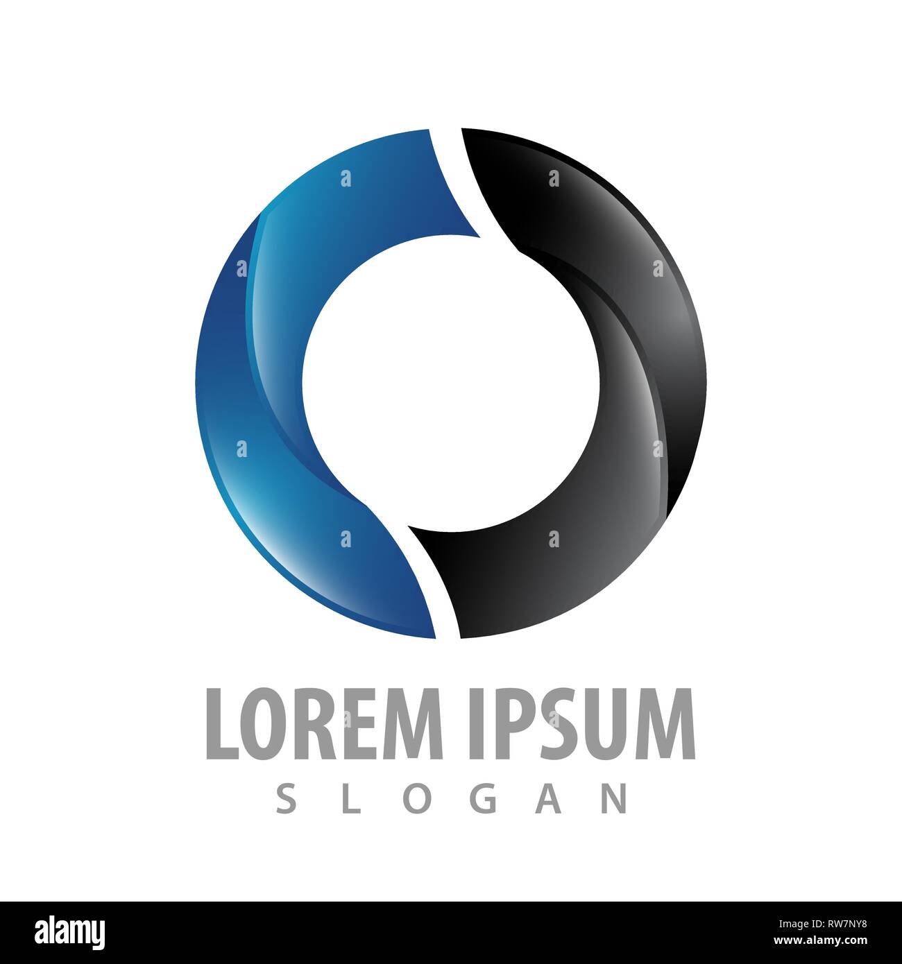 Circle logo bleu noir brillant concept design. L'élément de modèle graphique symbole Illustration de Vecteur