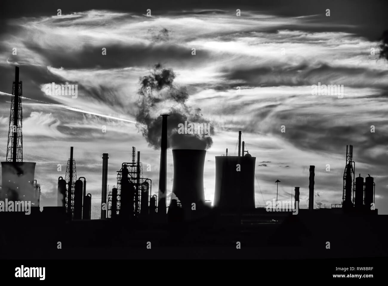 Paysage industriel et la pollution, Teesside, UK Banque D'Images