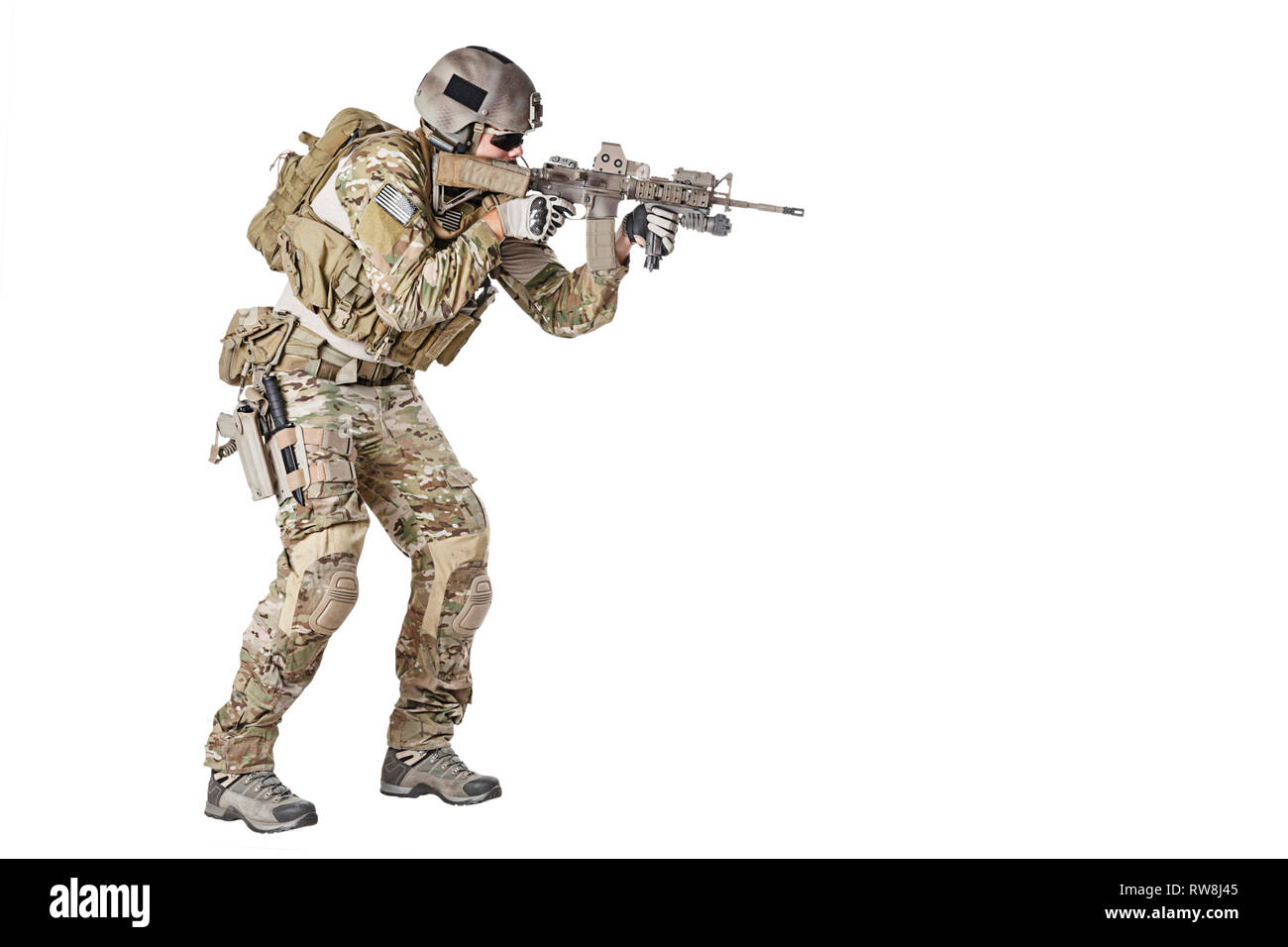 Les bérets verts U.S. Army Special Forces Group soldat, studio shot. Banque D'Images