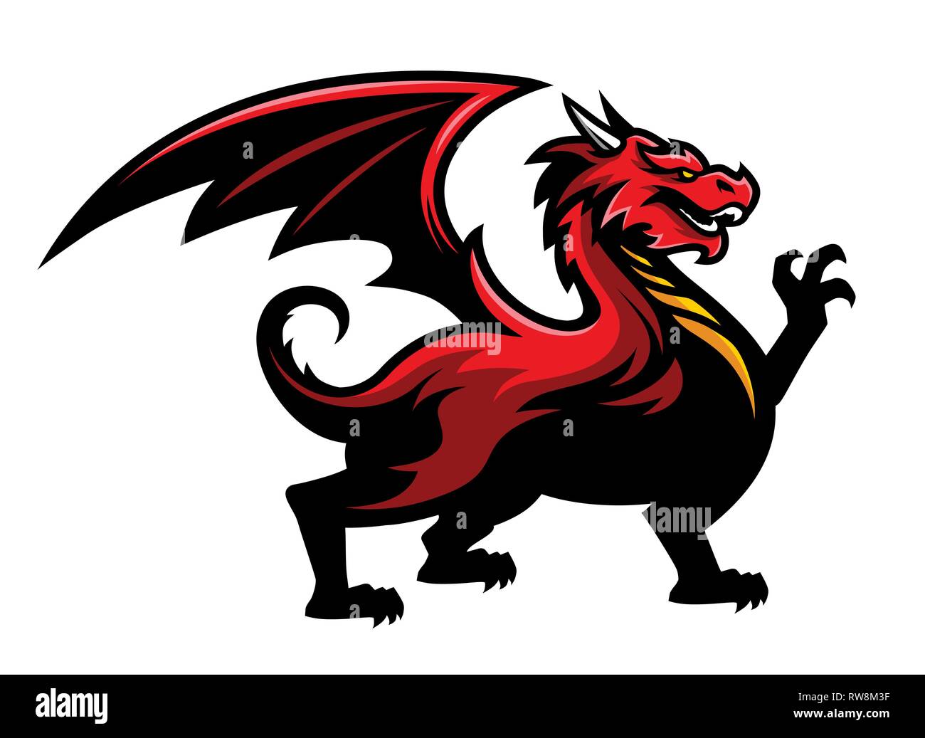 Logo Dragon Rouge Mascot dans le Sport Style de l'équipe Illustration de Vecteur